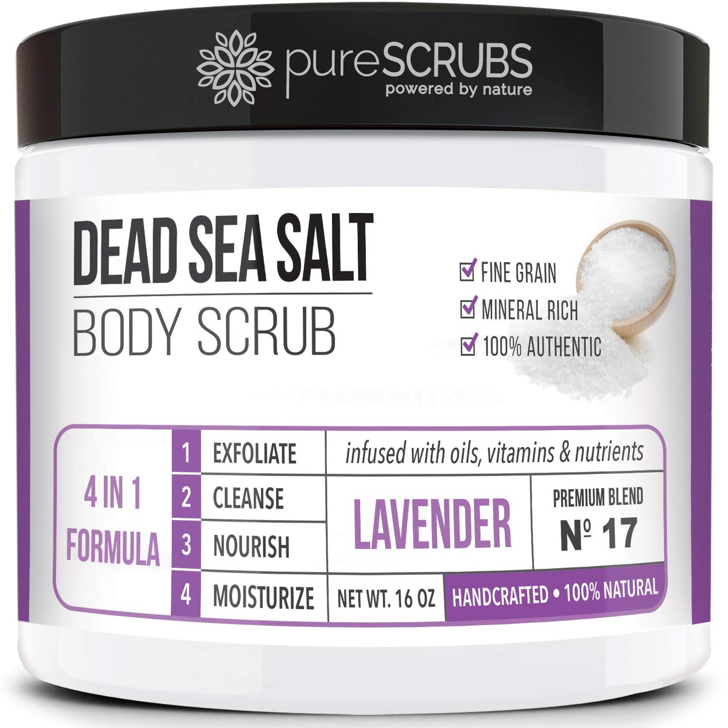 Fragrance-Free Dead Sea Salt Body Scrub, Organic Oils – pureSCRUBS Unscented