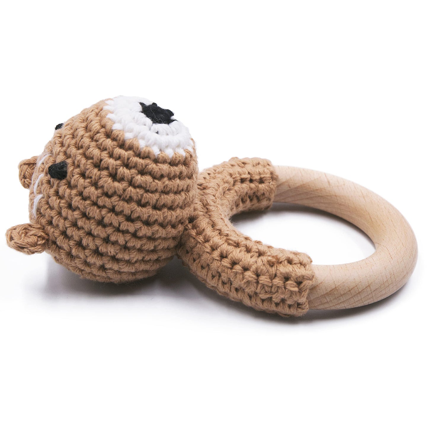 Joliecraft Woodland Friends Baby Rattle: Cotton & Beechwood Elephant