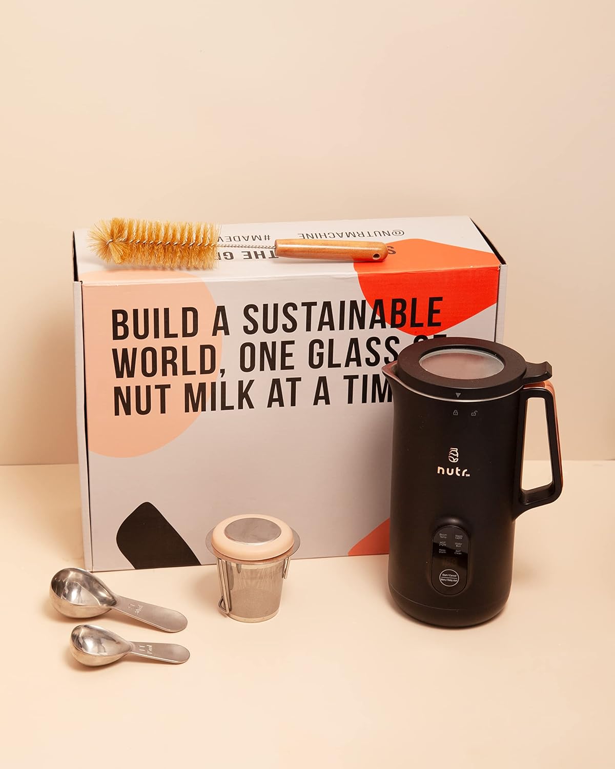 NUTR Automatic Nut Milk Maker | TRUE Shift Stainless Plant‑Milk Machine (Single-Serve)