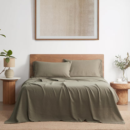 DAPU 100% Pure French Linen Sheets: Natural Normandy Flax Set