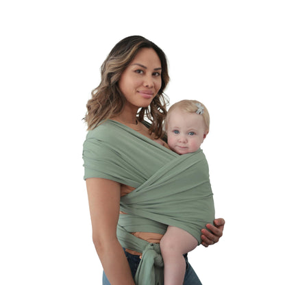 Mushie Organic Cotton Baby Wrap: Soft Roman Green Sling