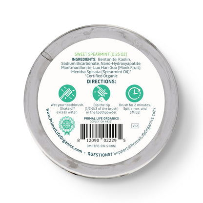 Primal Life Organics Dirty Mouth Toothpowder: Sweet Bubblegum 0.25 oz