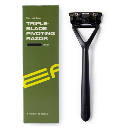Leaf Shave All-Metal Safety Razor with Flexible Pivoting Head, Plastic-Free Triple-Blade Razor