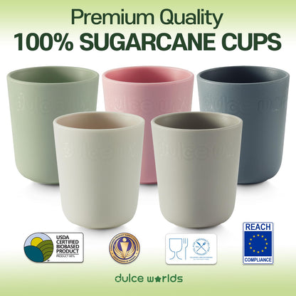 Dulce Worlds 100% Sugarcane Unbreakable Kids Cups (5-Pack)