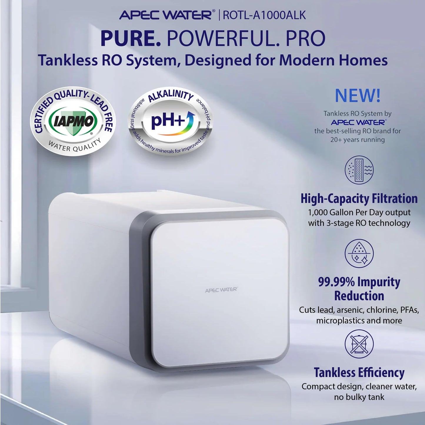 PFAS & Lead Tankless Under-Sink RO System, Certified Alkaline – APEC ROTL-A1000ALK