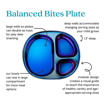 Ahimsa Balanced Bites Pediatrician-Designed Stainless Steel Divided Plate