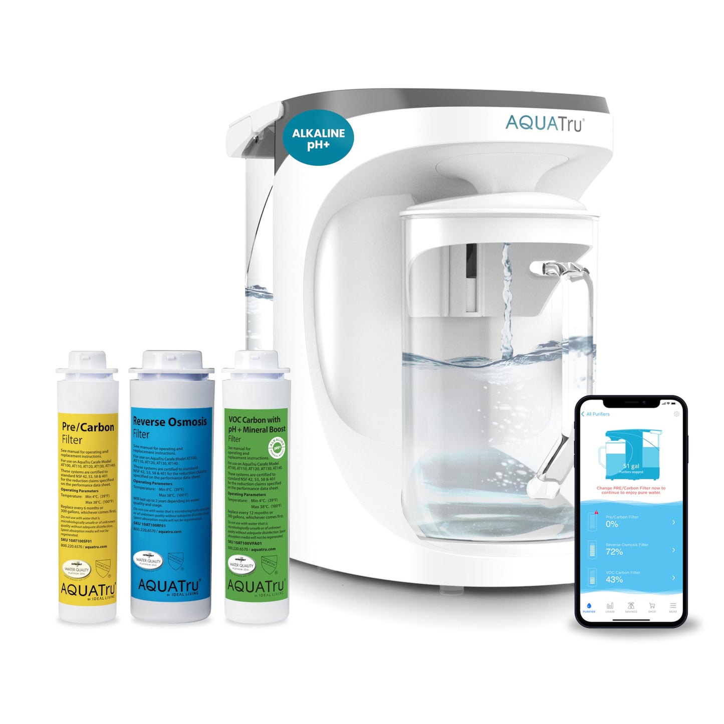 AquaTru Carafe Countertop Reverse Osmosis Purifier: Certified, with Glass Carafe and Mineral Boost