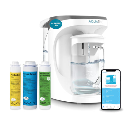 AquaTru Carafe Countertop Reverse Osmosis Purifier: Certified, with Glass Carafe and Mineral Boost