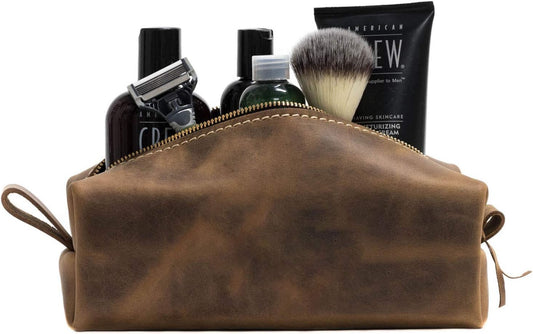 San Tan Genuine Full‑Grain Leather Toiletry Bag (X‑Large, Desert Sand) | TRUE Shift USA‑Made Dopp Kit