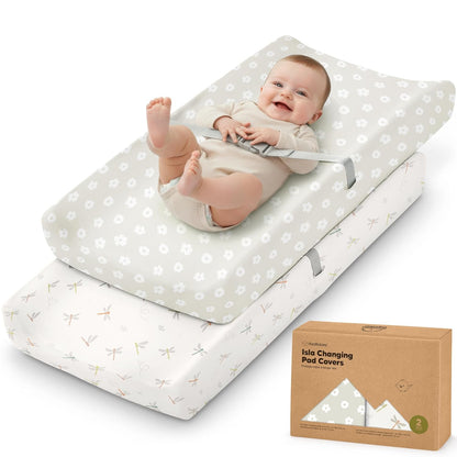 Soothe 100% GOTS-Certified Organic Cotton Changing Pad Covers (2-Pack)