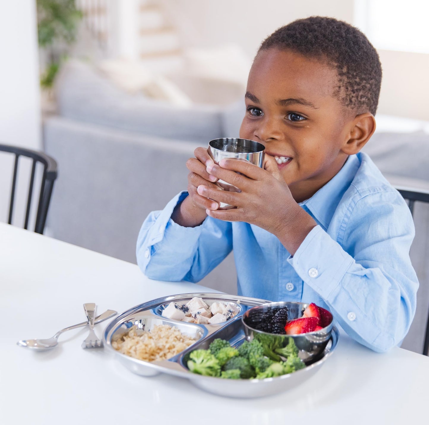 Ahimsa Balanced Bites Pediatrician-Designed Stainless Steel Divided Plate