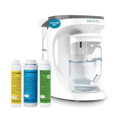 AquaTru Carafe Countertop Reverse Osmosis Purifier: Certified, with Glass Carafe and Mineral Boost