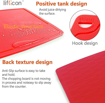 Liflicon 12.6'' x 9.1'' Thick Silicone Cutting Board: Non-Toxic & Flexible.