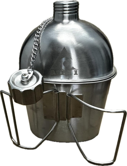 GI Military Grade Stainless Steel Canteen & Kidney Style Cup