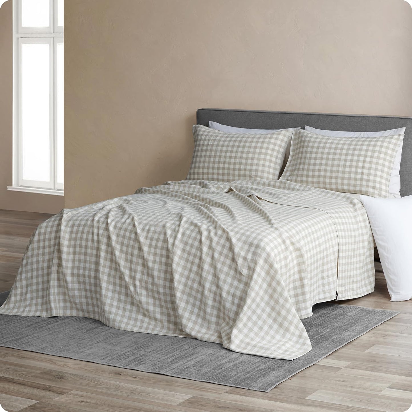 DAPU 100% Pure French Linen Sheets: Natural Normandy Flax Set