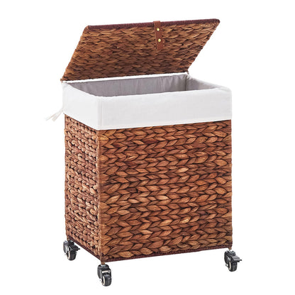 LGENHOOM Handwoven Natural Water Hyacinth Hamper with Lid