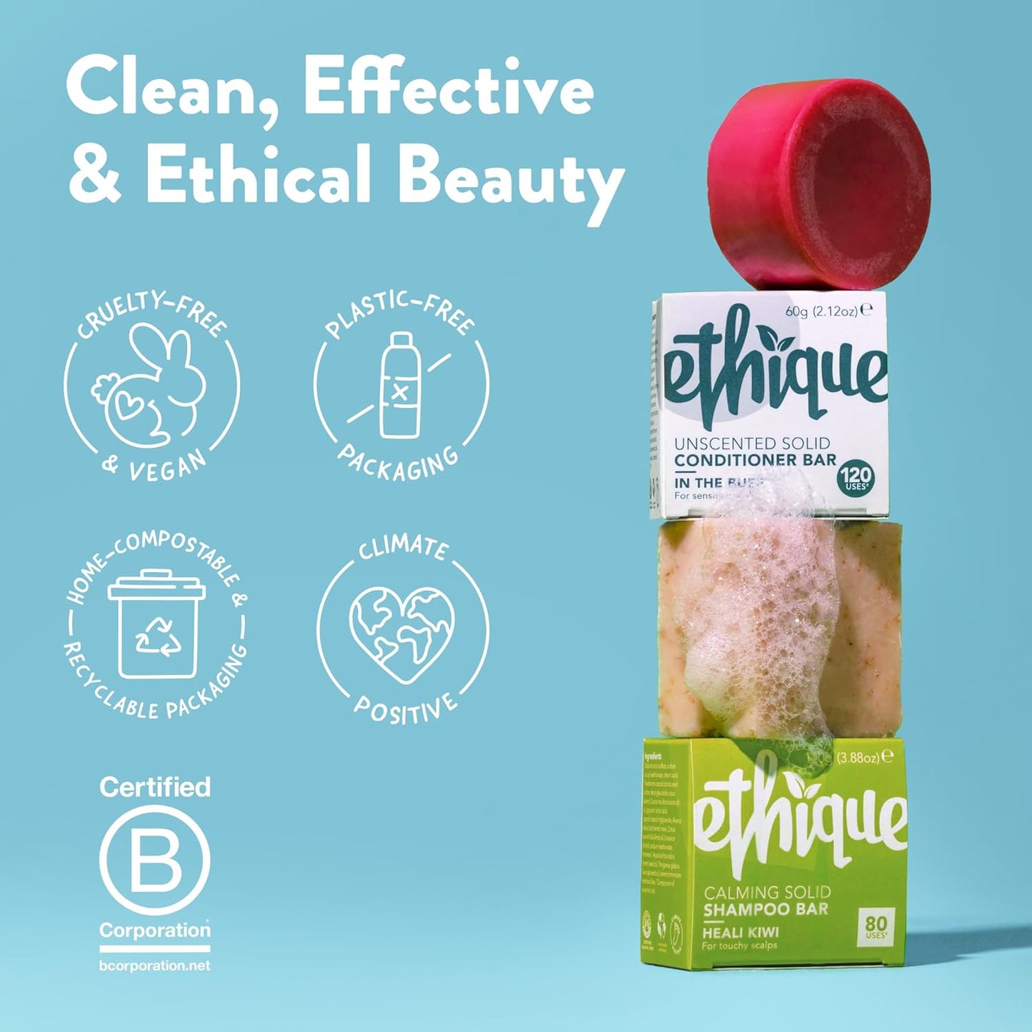 Plastic-Free Curl Conditioner Bar, Vegan & Silicone-Free – Ethique
