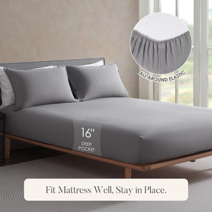 DAPU 100% Pure French Linen Sheets: Natural Normandy Flax Set