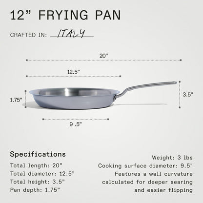 Made In 12-Inch Stainless Clad Frying Pan: Professional 5-Ply Construction, for a Lifetime of Plastic-Free Searing