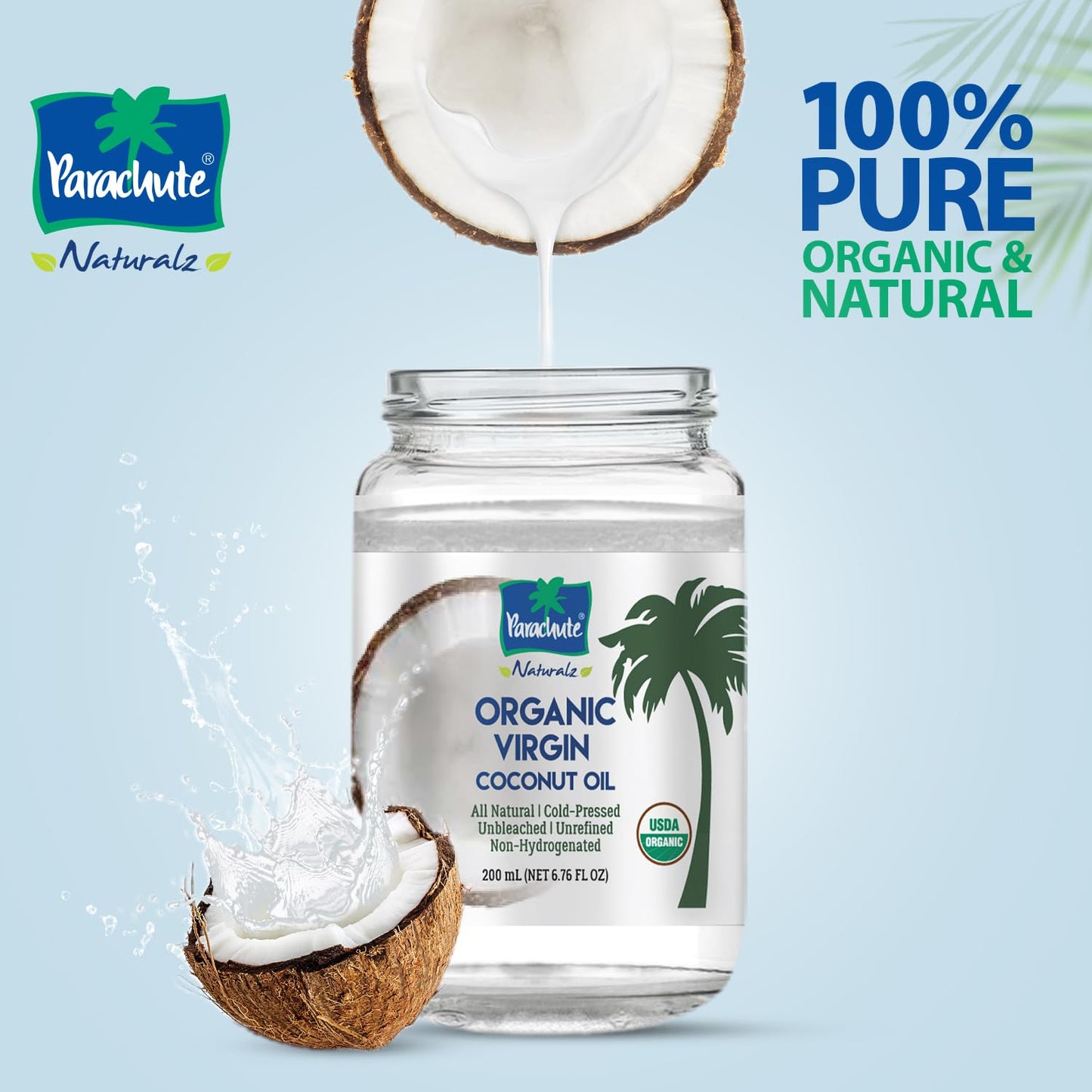 Parachute Naturalz Organic Virgin Coconut Oil: Cold Pressed & Unrefined