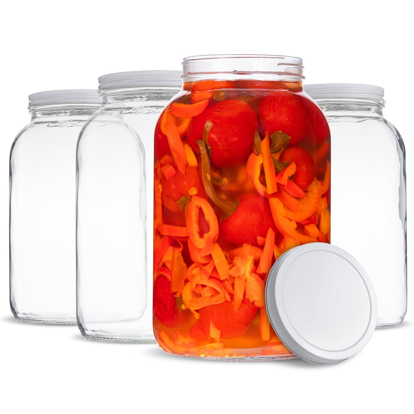 Kitchentoolz 1-Gallon Glass Mason Jars with Airtight Metal Lids (2-Pack)