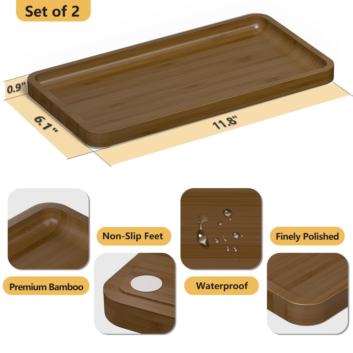 Sustainable Bamboo Bathroom Vanity Tray: Sleek Countertop Organizer