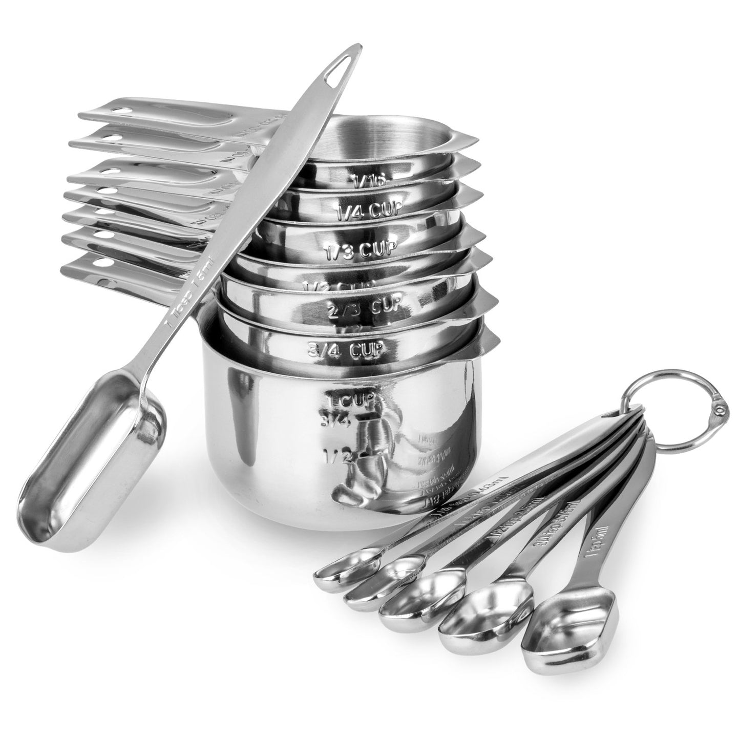 13-Piece 18/8 Stainless Steel Measuring Set with Ergonomic Handles