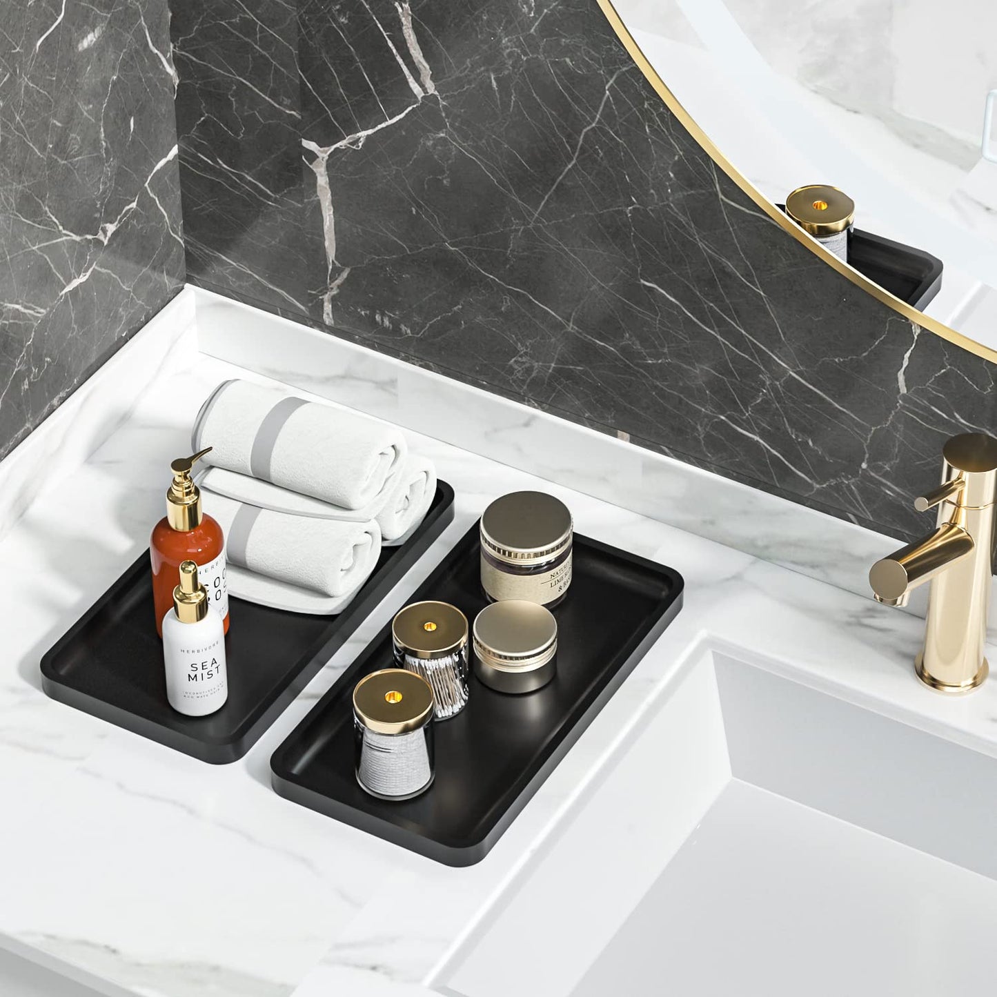 Sustainable Bamboo Bathroom Vanity Tray: Sleek Countertop Organizer