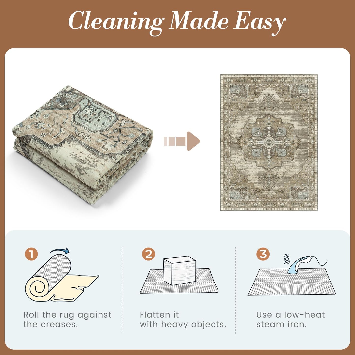 Vibrug Coastal Medallion OEKO-TEX Certified Washable Area Rug