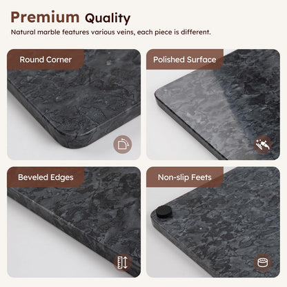 Diflart Natural Granite Cutting Board: Large 16" x 20" Polished Stone Slab.