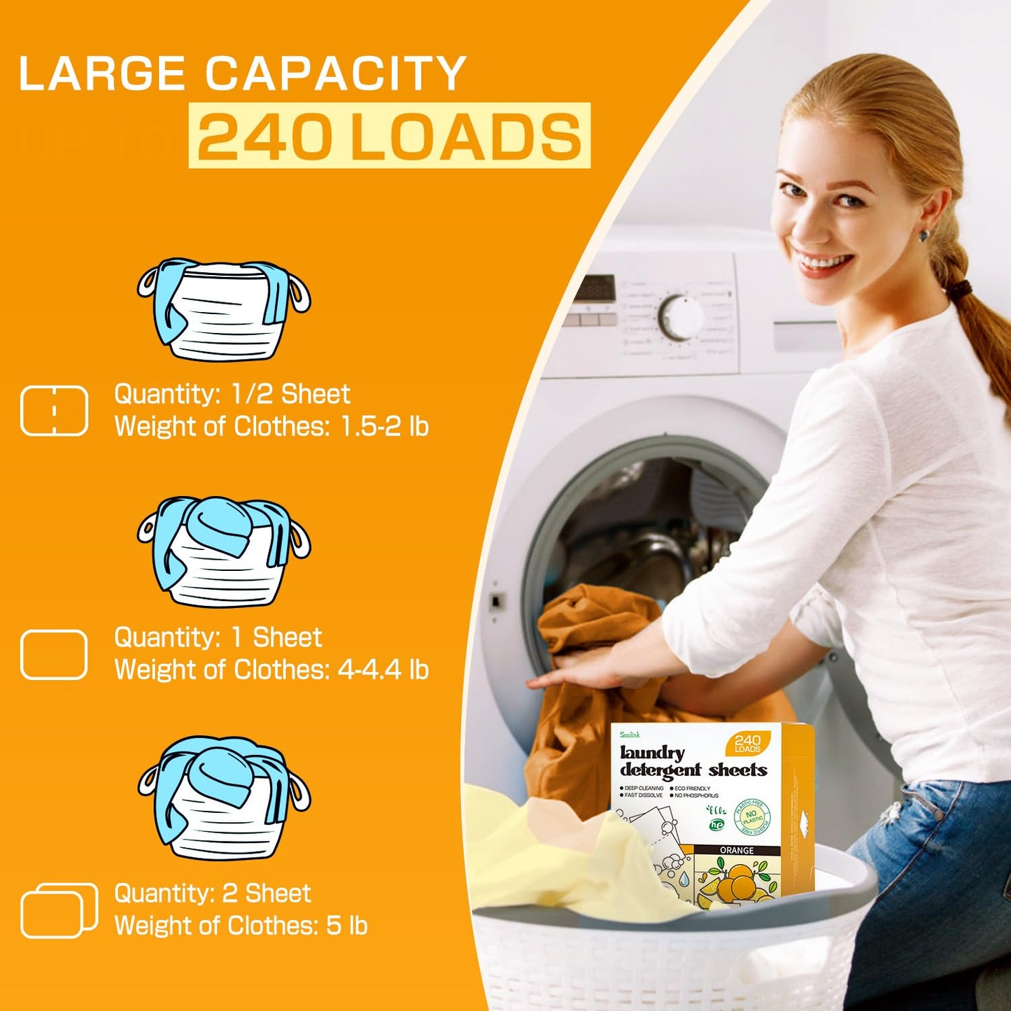 Soulink Laundry Sheets: Plant-Based Unscented 240 Loads