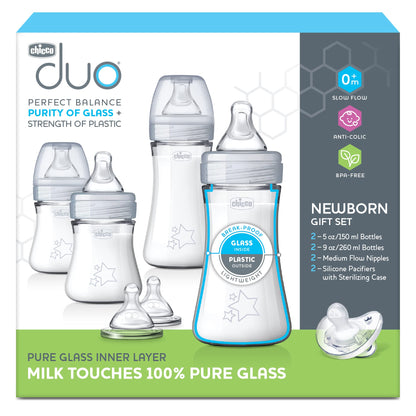 Chicco Duo 5oz Hybrid Baby Bottle with Invinci-Glass Interior (2-Pack)