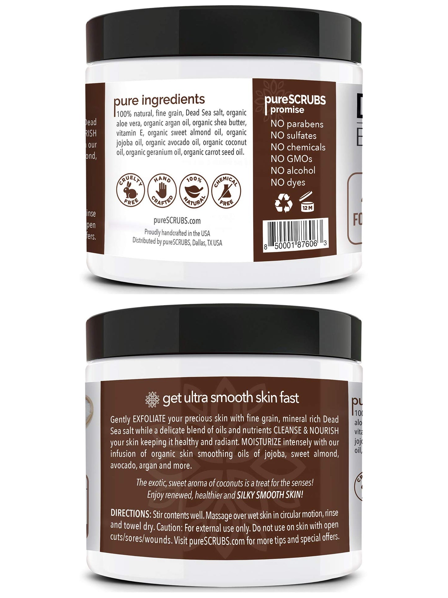 Fragrance-Free Dead Sea Salt Body Scrub, Organic Oils – pureSCRUBS Unscented