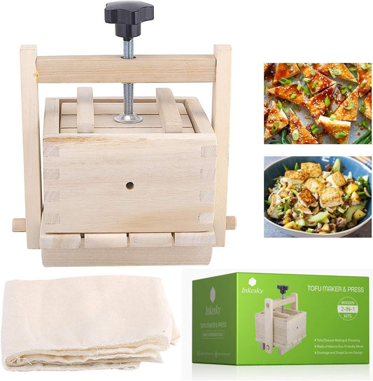 Inkesky Wooden Tofu & Cheese Maker | TRUE Shift Toxin‑Free Press Kit