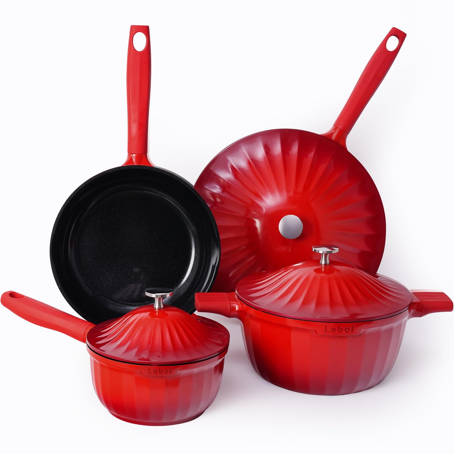 7-Piece Nonstick Ceramic Cookware Set in Jet Black