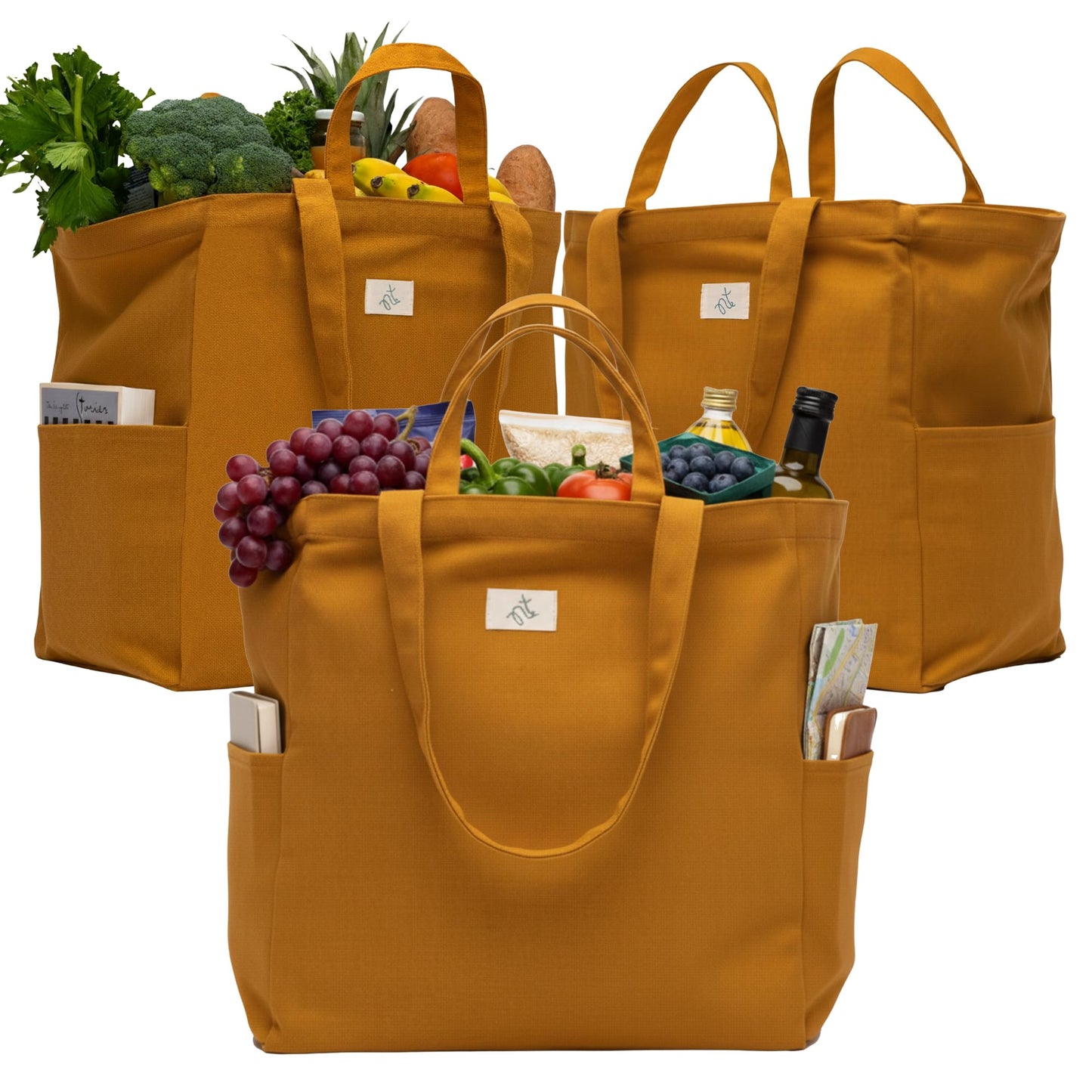 Nook Theory 3-Pack Reusable Cotton Canvas Grocery Bags (12 oz)