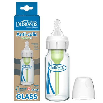 Dr. Brown’s Options+ 4 oz Narrow Borosilicate Glass Baby Bottles (2-Pack)