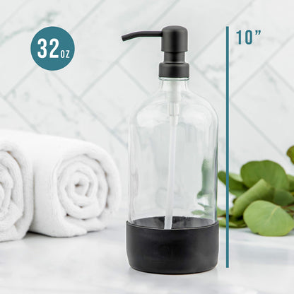 Kitchentoolz 32 oz Glass Pump Bottle with Stainless Steel Pump