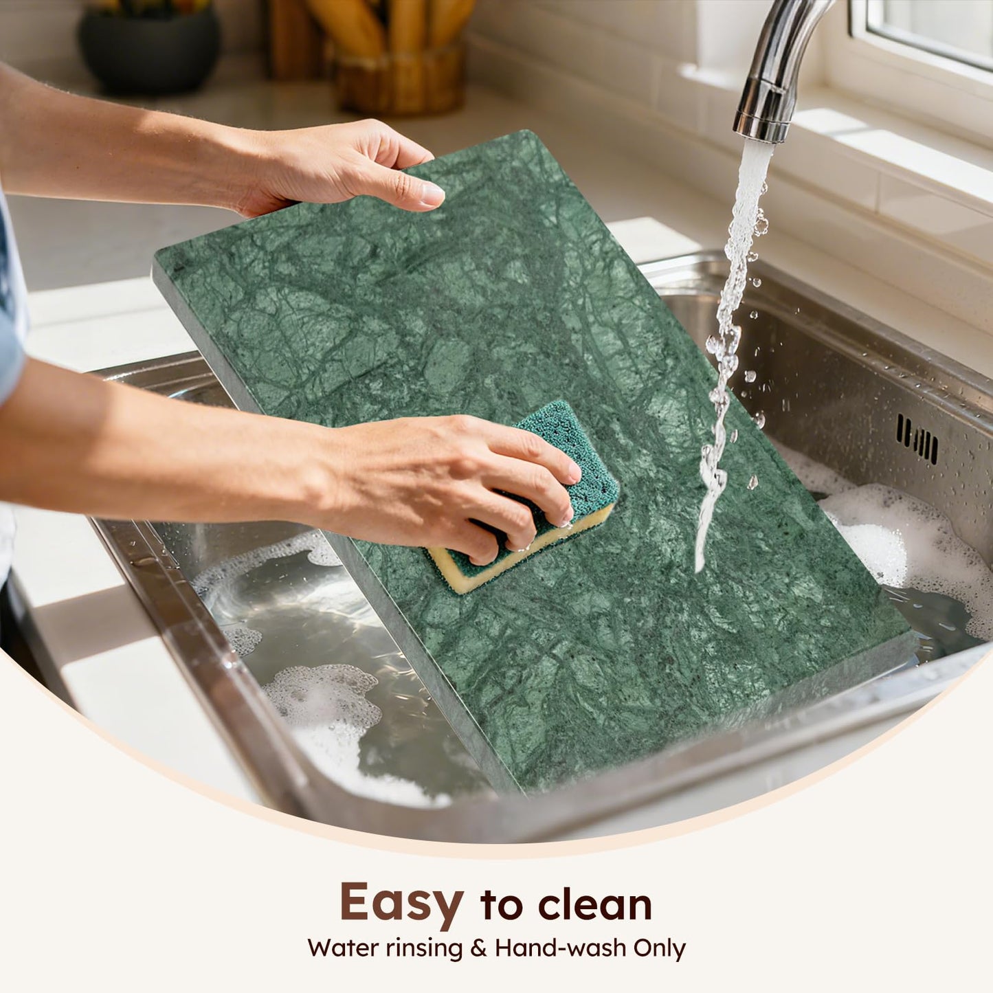 Diflart Natural Granite Cutting Board: Large 16" x 20" Polished Stone Slab.