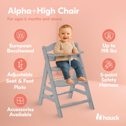 hauck Alpha+ Solid European Beechwood Grow-Along Highchair