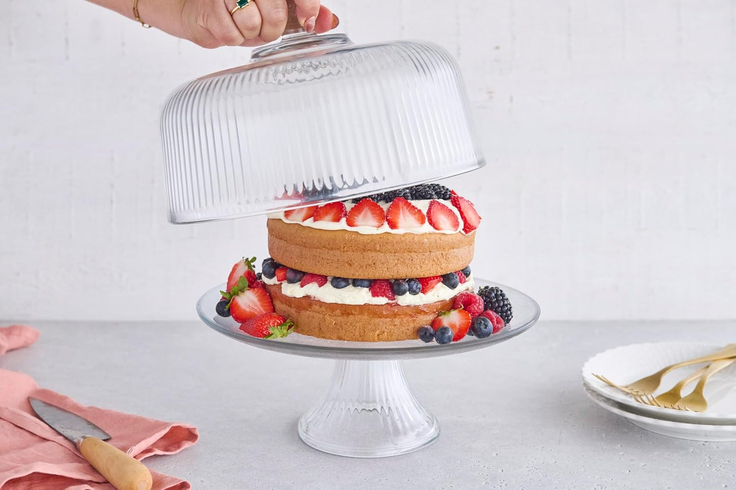 The True Shift Tableware: Anchor Hocking Monaco Cake Set: High-Quality Glass, Made in the USA Since 1905, Non-Toxic Display and Storage