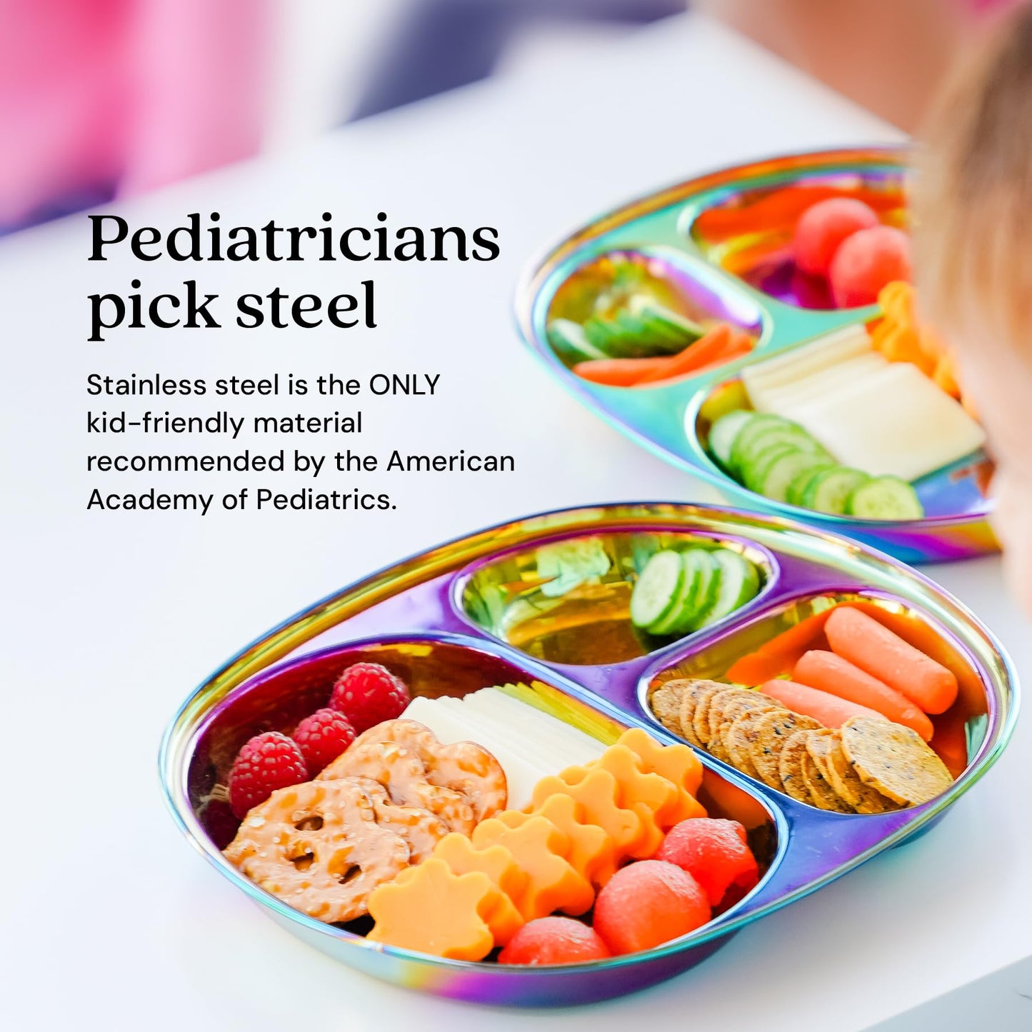 Ahimsa Balanced Bites Pediatrician-Designed Stainless Steel Divided Plate
