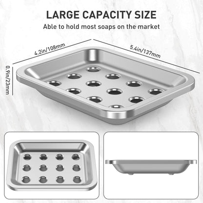 Stainless Steel Soap Dish with Drain Tray | TRUE Shift 304‑Grade Soap Saver