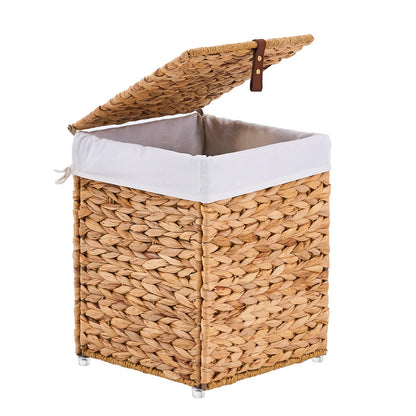 LGENHOOM Handwoven Natural Water Hyacinth Hamper with Lid