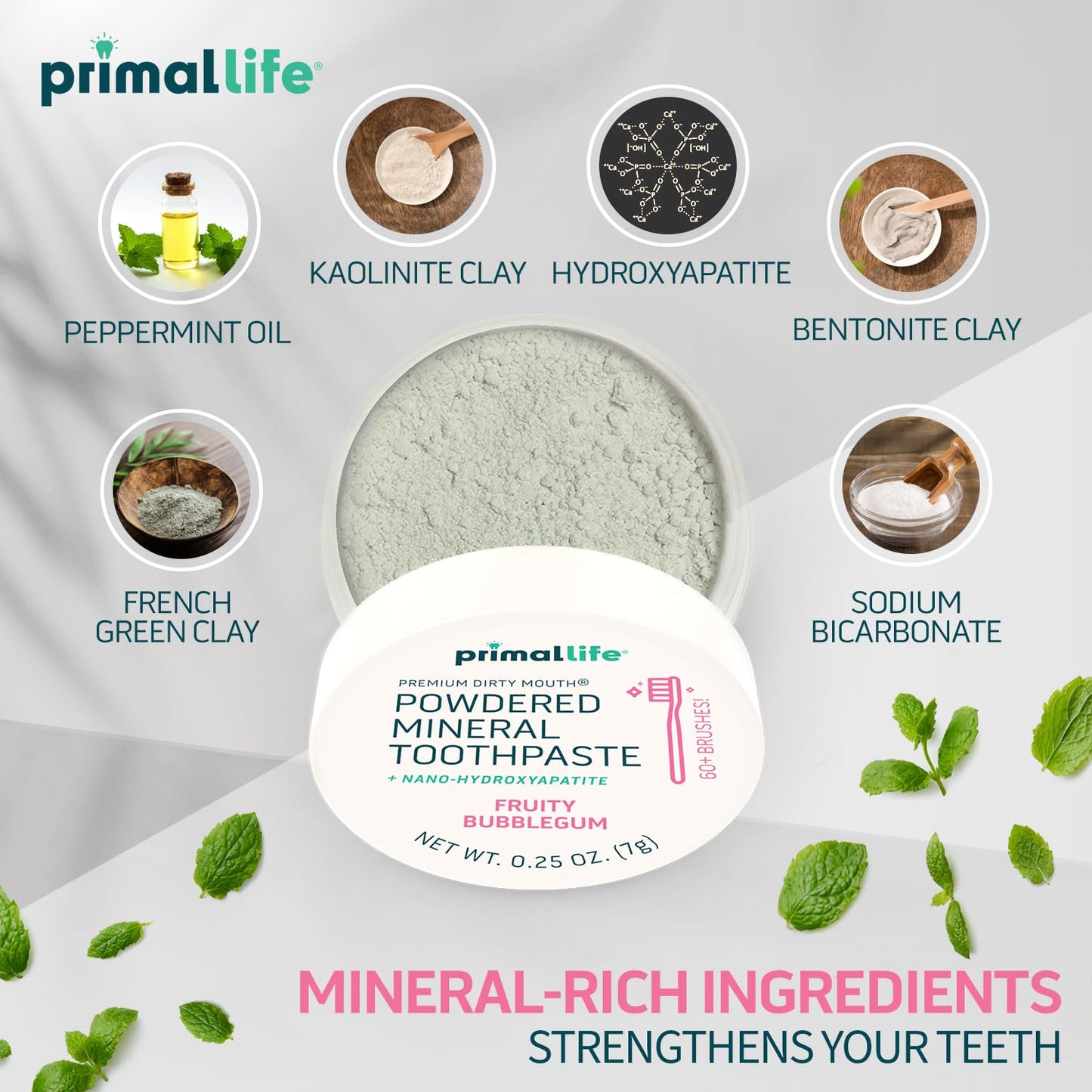 Primal Life Organics Dirty Mouth Toothpowder: Sweet Bubblegum 0.25 oz