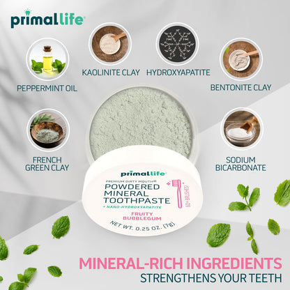 Primal Life Organics Dirty Mouth Toothpowder: Sweet Bubblegum 0.25 oz
