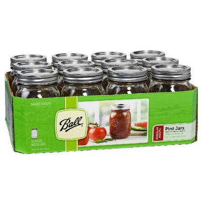 Ball Wide Mouth Pint 16-Ounce Glass Mason Jar with Lids (12-Count)