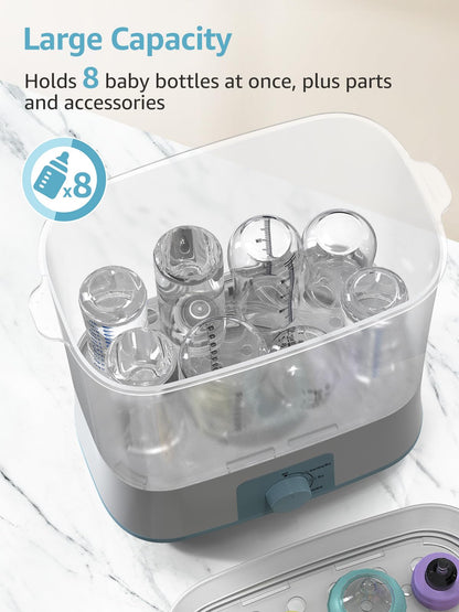 Grownsy 4-in-1 Bottle Sterilizer: Large 8-Bottle Steam Sanitizer