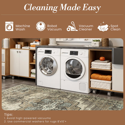 Vibrug Coastal Medallion OEKO-TEX Certified Washable Area Rug