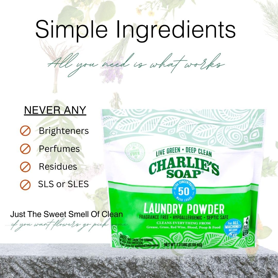 Charlie’s Soap Fragrance-Free Hypoallergenic Deep Cleaning Laundry Powder
